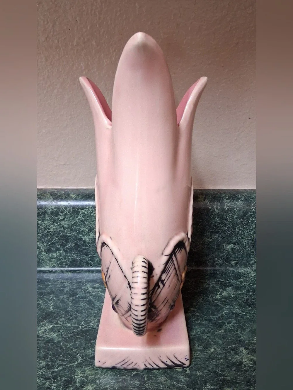 Vintage Hull USA Pottery C-55 Pink Floral Double Handle Vase BLOSSOM FLITE T7
